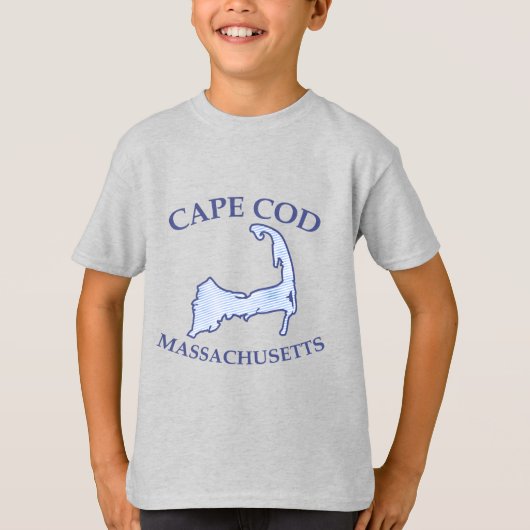 Preppy Blue Striped Cape Cod Silhouette Boy's T-shirt (Voorkant)
