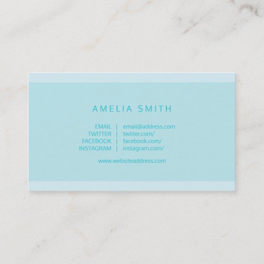 Preppy Blue Stripes Script Blogger Social Media Visitekaartje (Achterkant)