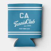 Preppy Blue Tennis Club Custom Crest Party Blikjeskoeler (Voorkant)