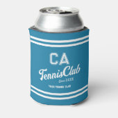 Preppy Blue Tennis Club Custom Crest Party Blikjeskoeler (Blikje Achterkant)