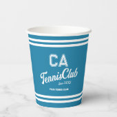 Preppy Blue Tennis Club Custom Crest Party Papieren Bekers (Achterkant)