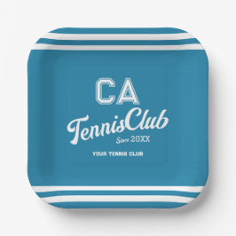 Preppy Blue Tennis Club Custom Crest Party Papieren Bordje