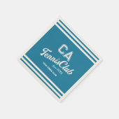Preppy Blue Tennis Club Custom Crest Party Servet (Hoek)