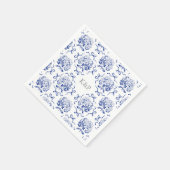 Preppy Blue Toile Hydrangea Bow met naam Servet (Hoek)