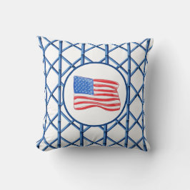Preppy Blue Trellis Bamboe Patroon Amerikaanse vla Kussen