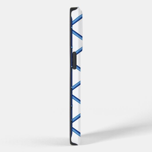 Preppy Blue Trellis Bamboe Patroon Monogram Case-Mate iPhone Case (Achterkant / Rechts)