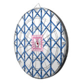 Preppy Blue Trellis Bamboe Patroon Monogram Dartbord (Voorkant Rechts)