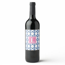 Preppy Blue Trellis Bamboe Patroon Monogram