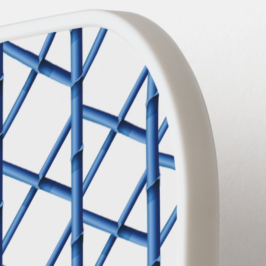 Preppy Blue Trellis Bamboo Small Pattern Monogram Pickleball Paddle (Links Detail)