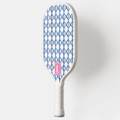 Preppy Blue Trellis Bamboo Small Pattern Monogram Pickleball Paddle (Links)