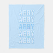 Preppy Blue Varsity Naam Fleece Deken (Voorkant)