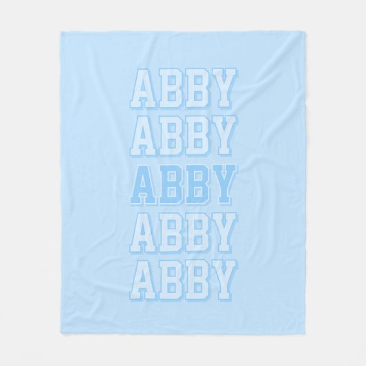 Preppy Blue Varsity Naam Fleece Deken (Voorkant)