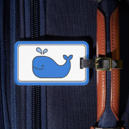 Preppy Blue Whale gepersonaliseerd Bagagelabel