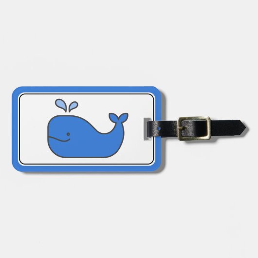 Preppy Blue Whale gepersonaliseerd Bagagelabel (Voorkant horizontaal)