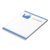 Preppy Blue Whale gepersonaliseerd Notitieblok (Linkerzijde)