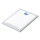 Preppy Blue Whale gepersonaliseerd Notitieblok (Linkerzijde)