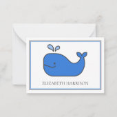 Preppy Blue Whale gepersonaliseerd Notitiekaartje (Voorkant)