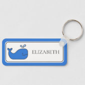 Preppy Blue Whale gepersonaliseerd Sleutelhanger (Voorkant)