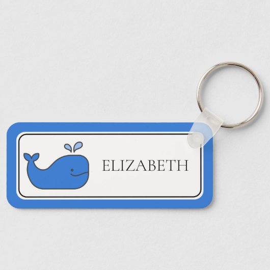 Preppy Blue Whale gepersonaliseerd Sleutelhanger (Voorkant)