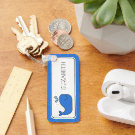 Preppy Blue Whale gepersonaliseerd Sleutelhanger