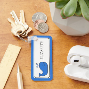 Preppy Blue Whale gepersonaliseerd Sleutelhanger