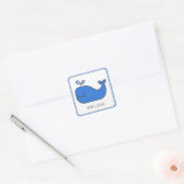 Preppy Blue Whale gepersonaliseerd Vierkante Sticker (Envelop)