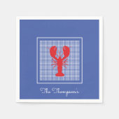 Preppy Blue White Gingham Red Lobster Aangepaste n Servet (Voorkant)