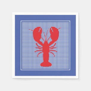 Preppy Blue White Gingham Red Lobster Bake Picnic Servet
