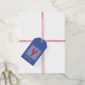 Preppy Blue White Gingham Red Lobster Designer Cadeaulabel (Met Touw)