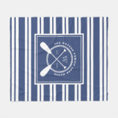 Preppy Blue White Lake House Monogram Fleece Deken (Voorkant (Horizontaal))