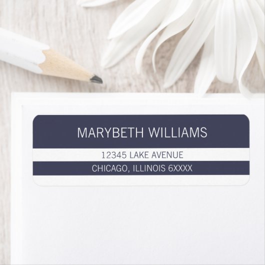 Preppy Blue & White Stripe Return Address Label (Insitu)
