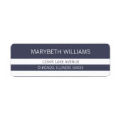 Preppy Blue & White Stripe Return Address Label (Voorkant)