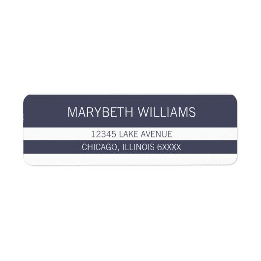 Preppy Blue & White Stripe Return Address Label (Voorkant)
