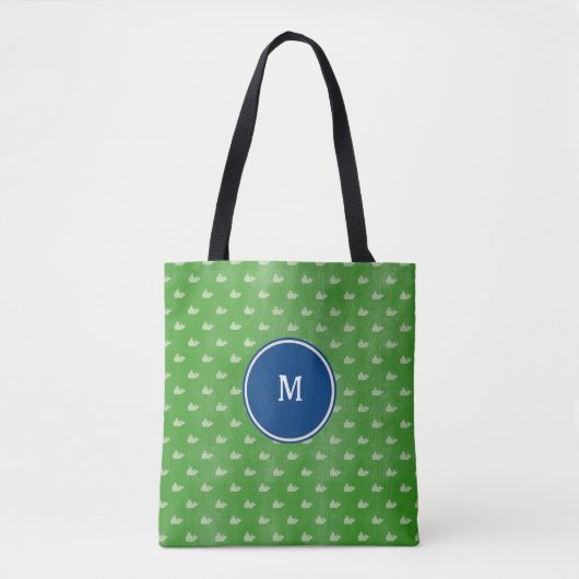 Preppy Blue White Whales Monogram Dog Tas (Voorkant)