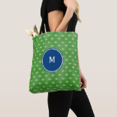 Preppy Blue White Whales Monogram Dog Tas (Dichtbij)