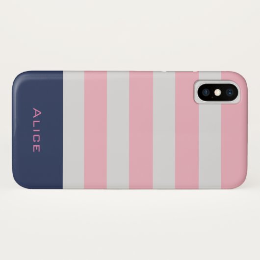 Preppy Blush Monogram iPhone Case (Achterkant (horizontaal))