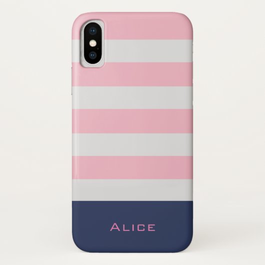 Preppy Blush Monogram iPhone Case (Achterkant)