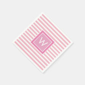 Preppy Blush roze en witte streep monogram Servet (Hoek)