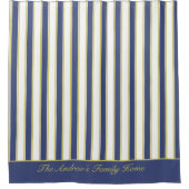 Preppy Boating Yacht Strepen Blauw en Wit Douchegordijn (Voorkant)
