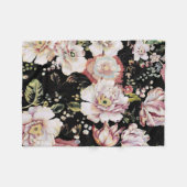 Preppy bohemian country girale zwarte florale fleece deken (Voorkant (Horizontaal))