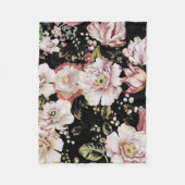 Preppy bohemian country girale zwarte florale fleece deken (Voorkant)