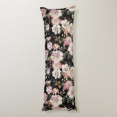 Preppy bohemian country girale zwarte florale lichaamskussen (Achterkant (Verticaal))