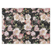 Preppy bohemian country girale zwarte florale tafelkleed (Voorkant (Horizontaal))