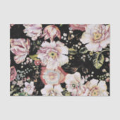 Preppy bohemian country girale zwarte florale tissuepapier (Voorkant)