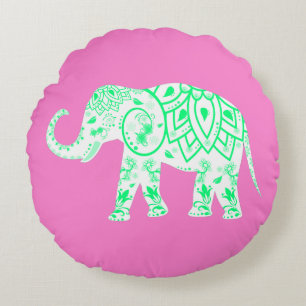 Preppy Boho Elephant Pillow Rond Kussen