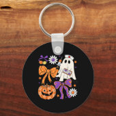 Preppy Boho Floral Nurse Ghost Coquette Bow Hallow Sleutelhanger (Voorkant)