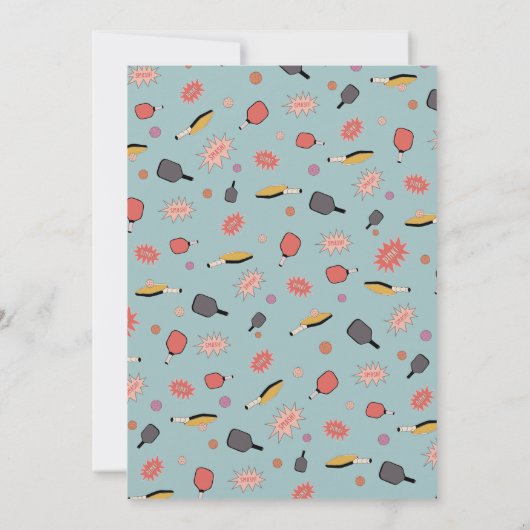 Preppy Bold Blauw Pickleball Party 50e Verjaardag Kaart (Achterkant)