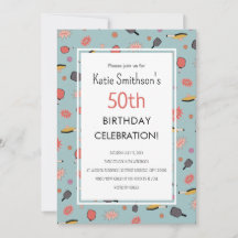 Preppy Bold Blauw Pickleball Party 50e Verjaardag