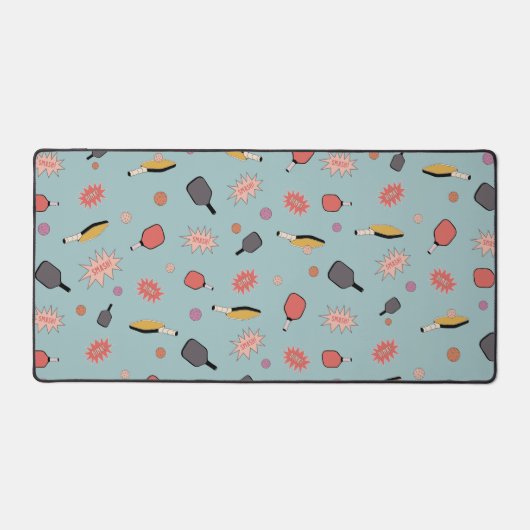 Preppy Bold Pickleball! Kleurrijk patroon in blauw Bureaumat (Voorkant)