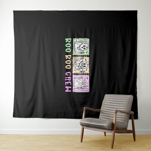 Preppy Boo Crew Nurse Halloween Kostuum Vrouwen Ma Wandkleed (In Situ (horizontaal))